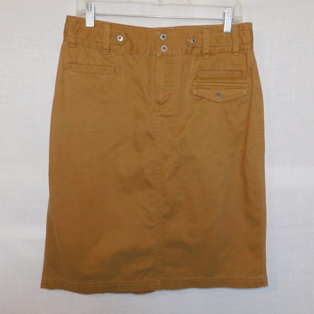 Columbia X.C.O Brown Tan Cotton Cargo Style multi pockets Pencil Skirt Womens 10